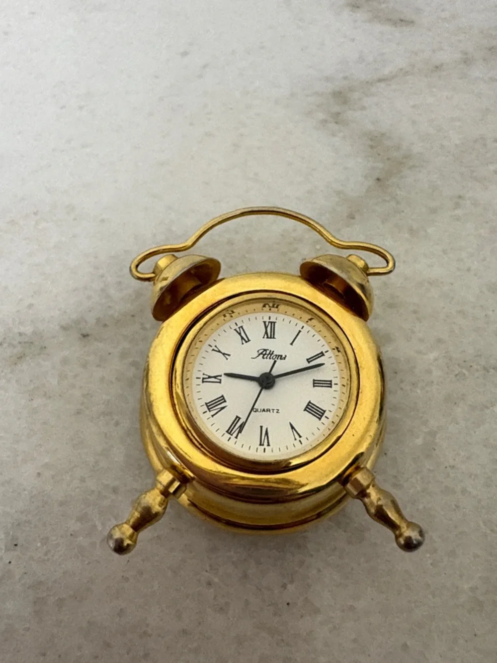 Gold Miniature Mantel and Alarm Clock Set – Classic Desk Accent